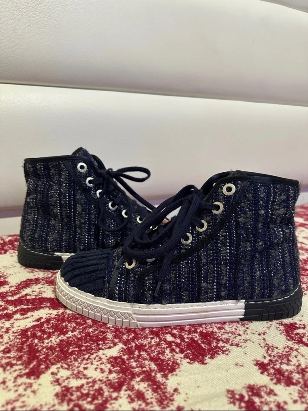 Chanel  Navy High-Top Sneakers